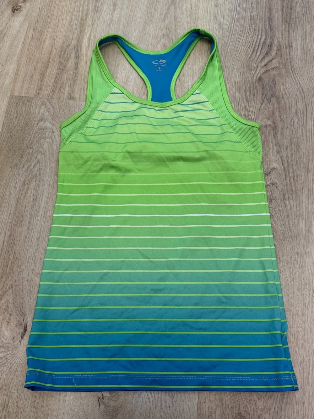 Champion Blue and Green Ombre Racerback Striped Tank Top